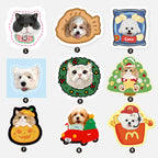 Collection of assorted custom pet pillows, personalized cat and dog face cushions