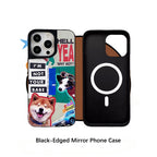 black edge mirror custom pet iphone case magsafe with personalized dog photos