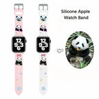 personalized apple watch band with panda photo printed on silicone strap