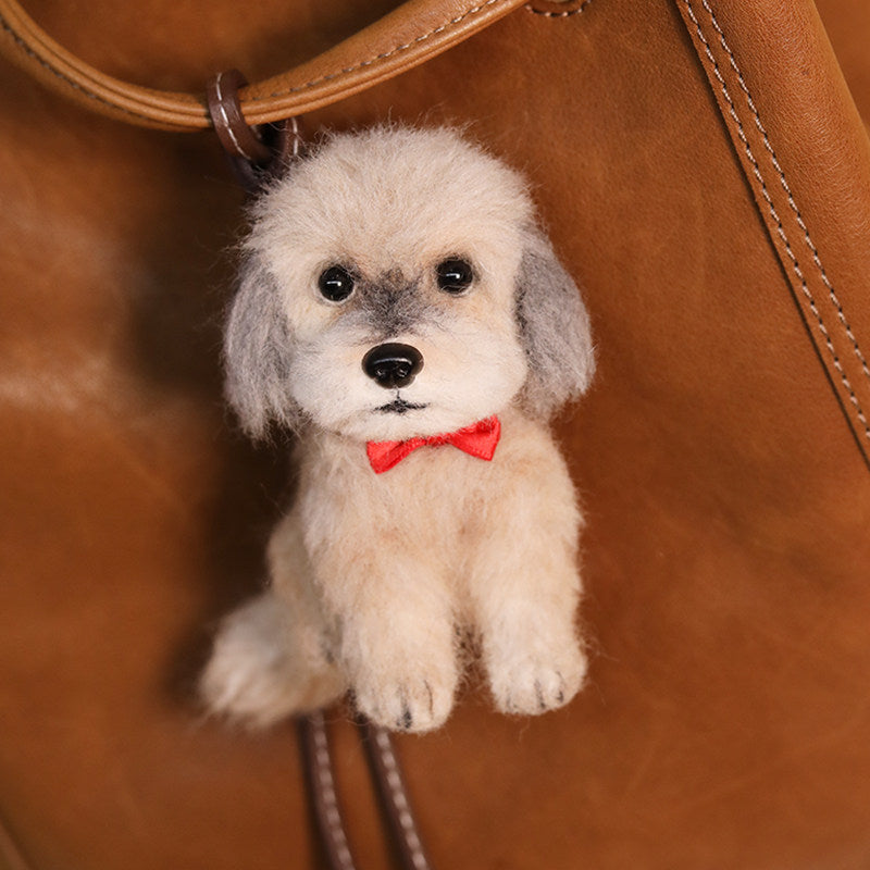 Custom handmade felt dog bag charm, personalized wool pet keychain for dog lovers