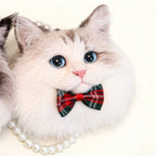 Custom fluffy cat felt charms with blue eyes, handmade personalized cat accessory, unique cat gift