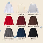 Available color options for custom pet portrait sweatshirts: white, apricot, heather grey, red, wine red, mocha brown, carbon grey, navy blue, black