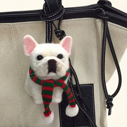 Felt dog hanging ornament, custom handmade wool pet keychain, unique gift for dog owners