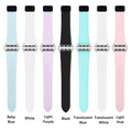 multiple color options for magnetic silicone apple watch band including blue black pink and white