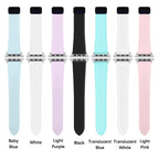 multiple color options for magnetic silicone apple watch band including blue black pink and white