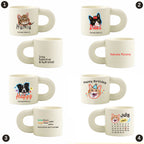Personalized pet mug styles 1 to 4 featuring custom dog and cat photo designs including birthday, name, and memorial themes.