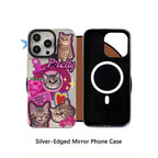 silver edge mirror custom pet phone case magsafe with custom cat collage