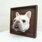 White French Bulldog 3D wall art portrait, realistic handmade dog memorial gift